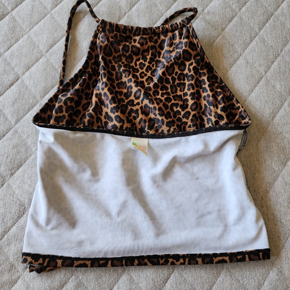 Kortni Jeane Cheetah Halter Swim Top Medium - Picture 7 of 11